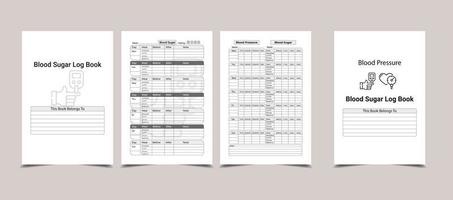 Blood Sugar and Blood Pressure Log Book for Low content KDP interior vector