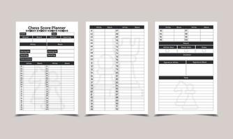 Chess Score Planner. Chess player information and game score tracker interior vector