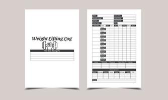 Weight Lifting Log Book. KDP Interior vector