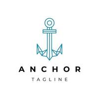 Line art anchor logo design vector template