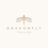 Dragonfly line art style logo design vector template