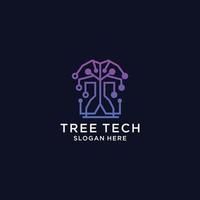 plantilla de diseño de logotipo de vector de tecnología de árbol