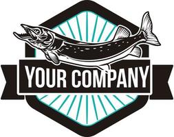 Vector vintage logo fishing company logo isolated on white background