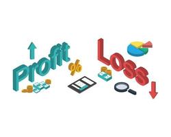 break even point of profit and loss  analysis vector