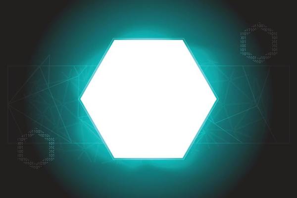 blue network light code of hexagon with code abstract technology background