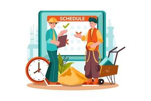 Group of workers dealing with the schedule of days vector