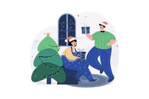 Merry Christmas Illustration concept. A flat illustration isolated on white background vector