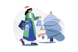 concepto de ilustración de feliz navidad. una ilustración plana aislada sobre fondo blanco vector