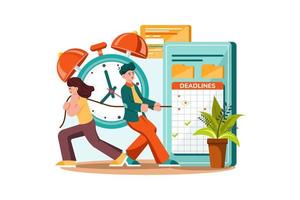 Teamwork of people with schedules and tasks vector