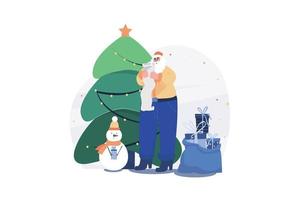 Merry Christmas Illustration concept. A flat illustration isolated on white background vector