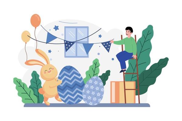 Easter Illustration concept. Flat illustration isolated on white background