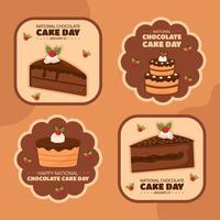 National Chocolate Cake Day Label Flat Cartoon Hand Drawn Templates Illustration vector