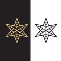 flor redonda en ilustraciones de vectores de logotipo de marco de estrella