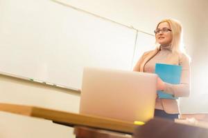 Teacher is skilled leader, Modern teacher hipster big blackboard Some students learn best by listening, photo