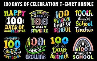 100 days t shirt design Bundle, hundred days tshirts set, first grade,  decorative tshirt vector