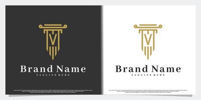 Law and latter v logo design with creative concept Premium Vector