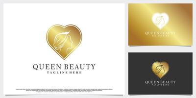 Queen beauty logo design inspiration for woman with creative concept Premium Vector