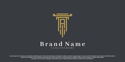 Law and latter r logo design with creative concept  card Premium Vector