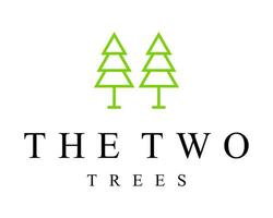 Two natural trees geometric logo design. vector