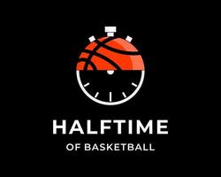 Basketball and timer logo design. vector