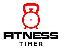 Kettlebell and timer logo design. vector