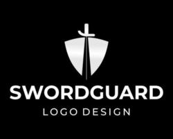 diseño de logotipo de espada y escudo. vector