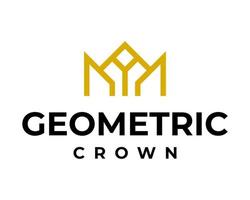 Luxury crown geometric logo design. vector