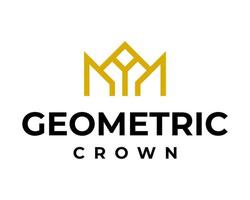 diseño de logotipo geométrico de corona de lujo. vector