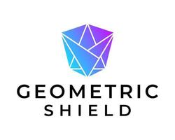 Geometric shield technology logo design. vector