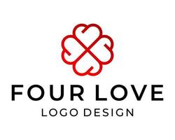 Four love logo design. vector