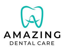 Letter A monogram dental logo design. vector