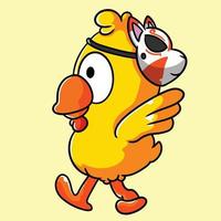 running chicken cartoon vector