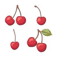 Cherry illustration , Cute cartoon cherry, Cherry logo icon set. vector