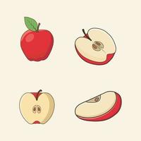 ilustración de manzana, establecer diferentes ángulos de vector de dibujos animados de fruta de manzana