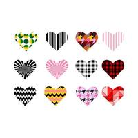 set of heart icons on white background vector