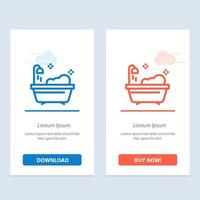 Bathroom Clean Shower  Blue and Red Download and Buy Now web Widget Card Template vector