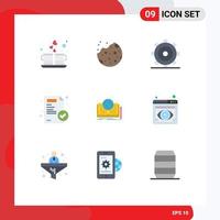 Pack of 9 Modern Flat Colors Signs and Symbols for Web Print Media such as novel medical report food medical paper ui Editable Vector Design Elements