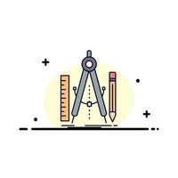 Build design geometry math tool Flat Color Icon Vector