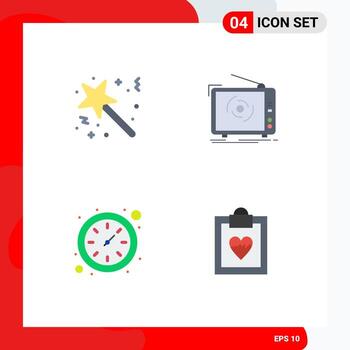 4 User Interface Flat Icon Pack of modern Signs and Symbols of magic set surprise ad time Editable Vector Design Elements