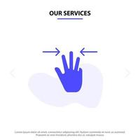 Our Services Gestures Hand Mobile Three Fingers Solid Glyph Icon Web card Template vector