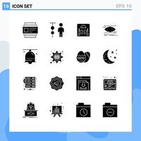 Pictogram Set of 16 Simple Solid Glyphs of alarm looking health focus attention Editable Vector Design Elements