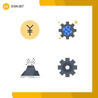 4 Universal Flat Icon Signs Symbols of coin volcano configuration settings safety Editable Vector Design Elements