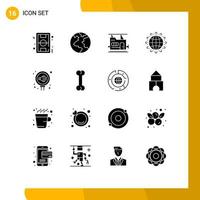 Set of 16 Modern UI Icons Symbols Signs for pr optimization bullet business globe Editable Vector Design Elements