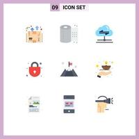 Pictogram Set of 9 Simple Flat Colors of interface shopping toilet paper security data Editable Vector Design Elements