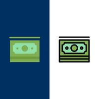 Cash Dollar Money Motivation  Icons Flat and Line Filled Icon Set Vector Blue Background
