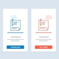 Contract Document File Page Paper Sign Signing  Blue and Red Download and Buy Now web Widget Card Template vector