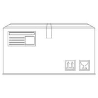 caja de cartón con signos aislados en estilo lineart. ilustración vectorial aislado sobre fondo blanco. vector