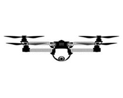 Drone in outline style. Quadcopter with camera. Colorful vector illustration isolated on white background.