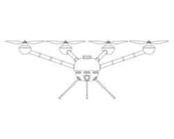 Quadcopter Coloring book. Blue Drone with camera. Colorful vector illustration isolated on white background.