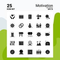 25 Motivation Icon Set 100 Editable EPS 10 Files Business Logo Concept Ideas Solid Glyph icon design vector